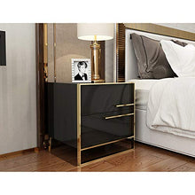 LVZAIXI Comodino Semplice Moderno Ins Post Moderno in Acciaio Inox Luce Vernice Camera da Letto Piccolo Lato armadietto Comodino (Colore : Nero)
