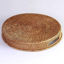 QULONG Vassoio in Rattan con Manico - Vassoio in Vimini Multiuso Intrecciato a Mano con Fibra di Rattan Resistente