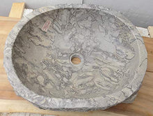 Marblechic - Lavandino in Marmo Grigio maculato Ovale cm 51x41x16 lavabo Stone bucciardato