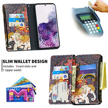 Miagon 9 Slot per Schede Custodia per Xiaomi Redmi 9A,Colorato Cerniera Portafoglio a Libro in PU Pelle Flip Cover Kickstand Magnetica Case Antiurto,Elefante Fiore