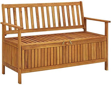 ZRB Baule da Giardino, Bench da Giardino Panche in Legno Solido Patio in Legno di Acacia con braccioli Panchina del Parco per all'aperto,Multibox
