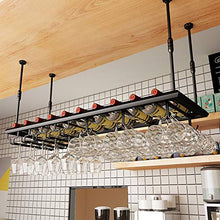 JHGJBJ Hanging Cremagliera del Vino del Metallo, Cremagliera della Bottiglia di Vino del Ferro/Appeso Cremagliera di Vetro di Vino, 2 Portabicchieri, Regolabile in Altezza del Boom 30-60cm