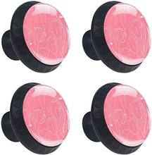 Tulip Flower Pink disegnata a mano Pomelli per Porta Set di 4 Pomelli per Mobili Manopole per Cassetti Cucina Armadio Vetro