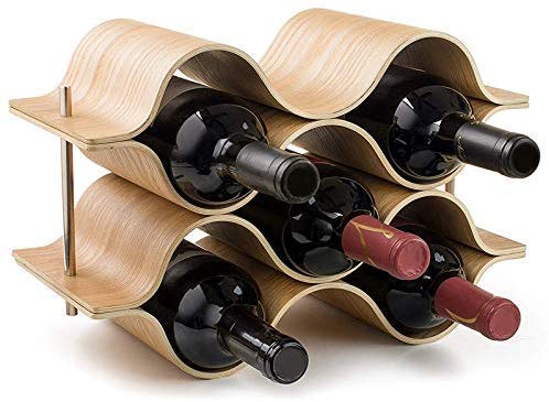 LHQ-HQ Moderno e Minimalista in Legno Saluto Wine Rack 6 Supporto di Bottiglia titolari Kitchen Bar mensola di Esposizione di Piegatura di Legno Wine Rack Bottiglia della Bevanda