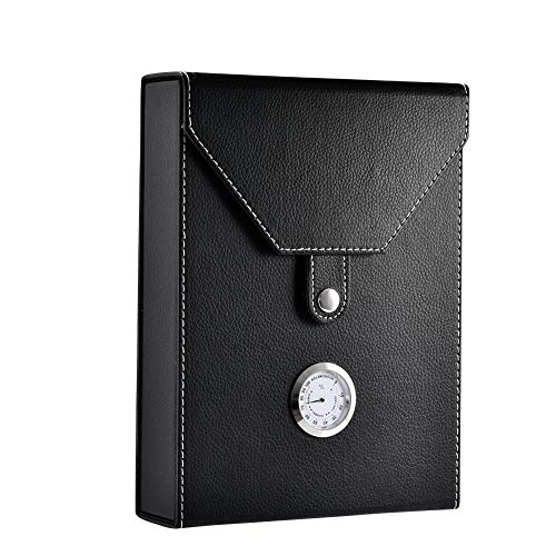 MOBFIDOFG Scatola di sigari Custodia di Cuoio del Contenitore di Cuoio del Contenitore di Cuoio della Scatola di Cuoio della Scatola del Sigaro del Sigaro di Legno Portatile Nero per Il Sigaro 8/10