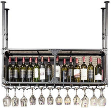 Leifeng Tower Classico Wine Rack Materiale Ferro battuto, Bar Bar Rack, Hanging Wine Rack, cremagliera del Vino, Supporto Calice, Holder Cup (Color : Black)