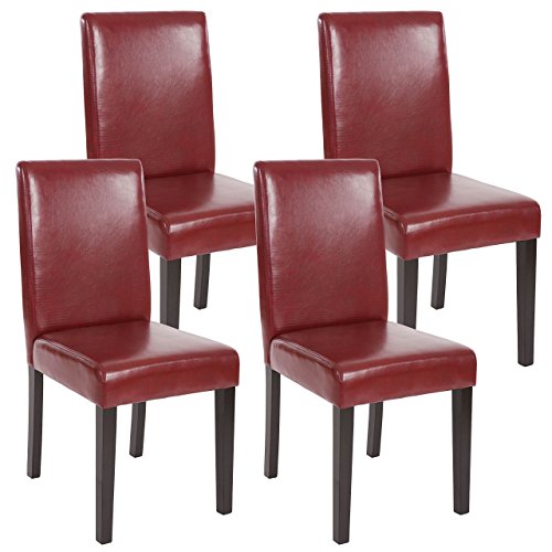 Mendler Set 4X sedie Littau Ecopelle Opaca per Sala da Pranzo 43x56x90cm Rosso Piedi Scuri
