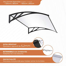 SmartSun Tettoia Easy Black 120 x 80 cm spessore 5,2 mm extra resistente tetto porta protezione