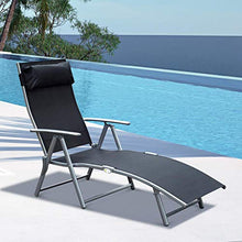 miozzi Sdraio Prendisole Relax Reclinabile Pieghevole in Metallo 137x63.5x100.5 cm Nero