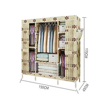 LyMei Armadio Portatile di stoccaggio in Legno massello Grande Armadio Semplice Armadio in Tessuto Oxford Organizzatore di archiviazione Armadio Pieghevole,D_150*46 * 170cm