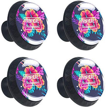 Foglie tropicali colorate Pomelli per Porta Set di 4 Pomelli per Mobili Manopole per Cassetti Cucina Armadio Vetro
