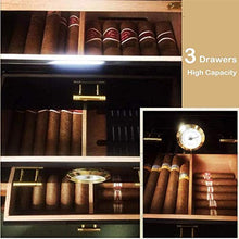 TGhosts Cigar Humidor, Medio Cigar Humidor Gabinetto con igrometro e umidificatore, Legno di Cedro Foderato e 3 cassetti Strato
