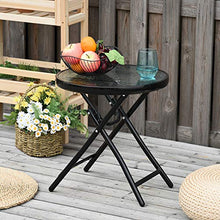 Outsunny Tavolo da Giardino Pieghevole in Metallo con Ripiano in Vetro e Blocco di Sicurezza, Φ45x50cm Nero