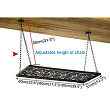 Wine Rack, Vino Wine Rack Rack metallo catena di collegamento a soffitto Hanging Wine Bottle Holder galleggiante Mensole Bottiglia Organizzatore e Calici di archiviazione for Bar Kitchen Club Rack, 60
