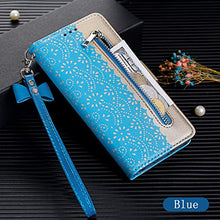 Miagon per Samsung Galaxy S7 Cerniera Cover,Custodia Cover a Libro Flip PU Pelle Borsa in Pelle con Slots per Schede Portafoglio,Blu
