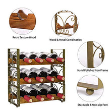 X-cosrack rustico impilabile per 12 bottiglie di vino a 3 ripiani autoportanti per vino, supporto da bancone e liquori, 41,9 x 17,8 x 41,9 cm, design H-Patent