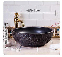 Jgophu China Artistic Porcelain - Lavabo in ceramica, realizzato a mano, colore: Nero