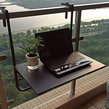 Ldfzq Tavolino Sospeso da Balcone, Tavolo Pieghevole da Giardino da Patio, Tavolo da Parete Nero Regolabile, Scrivania in Ferro Battuto 60 * 40 Cm Adatta per Ringhiera da 0,5~7 CM