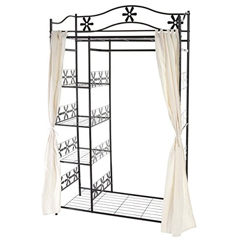 Appendiabiti Guardaroba scaffale portaoggetti Moderno 43x100x172cm con Tenda