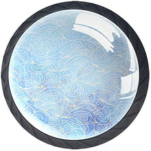 Onde nautiche del mare blu Pomelli per Porta Set di 4 Pomelli per Mobili Manopole per Cassetti Cucina Armadio Vetro