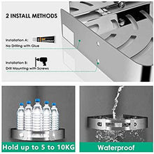 WDGNY - Supporto angolare per bagno, angolo doccia, mensola angolare per box doccia, in acciaio inox, resistente e senza bisogno di foratura, per bagno e cucina (2