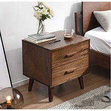 Comodino Nordico in Legno massello, Camera da Letto Color Noce 2 Strati Letto Giapponese Armadio di stoccaggio Moderno Semplice Cuscinetto 300KG-52x40x50cm FANJIANI