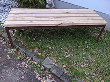 Panchina da giardino in metallo e legno, resistente alle intemperie, per 2 – 3 posti, per giardino, parco, balcone, lunghezza 114 cm, larghezza 53 cm, altezza 45 cm