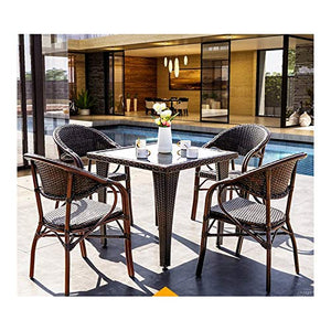 HLZY Tavolo in Vimini in Rattan mobili in Patio e Set Sedia, Tavolo per mobili Patio Set di tavolino in Vetro tavolino da caffè Set tavolino da caffè Conversazione Patio all'aperto