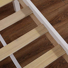 Struttura per letto in legno massiccio di pino con tavola orizzontale, in legno naturale, robusto, letto singolo, bianco, 1,5 m
