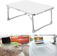 Tavolo da campeggio Tavolo da laptop pieghevole, Breakfast per servire Bed DeskTray, tavolo da picnic portatile e ultra leggero, pieghe a metà, 60x40 cm, bianco Tavolo pieghevole multifunzionale