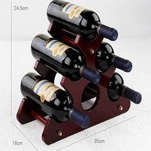 Scaffale da vino in legno, per 6 bottiglie, design compatto, adatto per bar, casa, ristoranti, colore nero 5