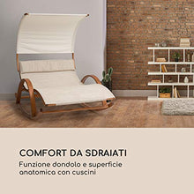blumfeldt Mauritius - Lettino Oscillante con Tettuccio, Lettino da Giardino, 180 kg Max, Resistente agli Agenti Atmosferici, Funzione a Dondolo, Protezione Raggi UV, Pino Finlandese, Crema