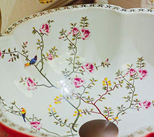 Ayhuir Rosso e Bianco Jingdezhen Bagno in Ceramica lavandino lavabo Lavabo da appoggio Lavandino da Bagno Uccello e Fiore