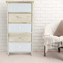 Mediawave Store - Mobiletto Comò in Legno con Fantasia Geometrica Comodino con Cassetti, Mobiletto, Cassettiera, Design rustico, Arredo casa, Soggiorno, Camera, Ufficio (5 Cassetti)