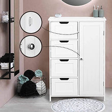Mobiletto da Bagno Armadietto con 4 Cassetti Anta Cucina Cassettiera Mobile Bagno Bianco