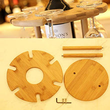 TOPBATHY Porta bicchiere di vino di lusso, portabottiglie di vino in legno massello a testa in giù Portabottiglie a calice appeso con 6 portabottiglie 1 portabottiglie per vino