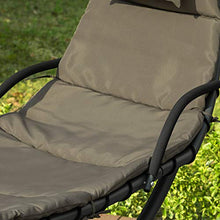 SoBuy Dondolo da Giardino e casa Lettino Prendisole in Metallo con Tettuccio a Foglia e Cuscino Incluso Max Portata 150 kg (OGS39-BR)