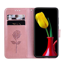 Robinsoni Cover Compatibile con Samsung Galaxy J8 2018 Case Scintillare Glitters Lucido Portafoglio Libro Custodia Rosa Stampato Pelle PU Libretto Cover Foglio Flip Magnetica Fiore Caso, Oro Rosa