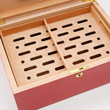 LUCKFY Cigar Humidor Desktop Cubana Legno di Cedro Idratante Seal Grande capacità portasigarette umidità costante,Rosso