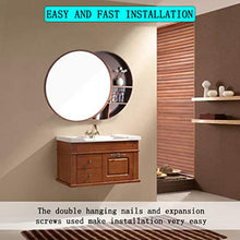 BIGYOUZI Armadio a specchio rotondo in legno, cosmetici con armadietto a specchio 2 in 1, moda e semplicità, stile unico (colore noce, 70CM)