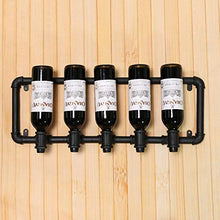 MSF Porta Bottiglie Espositore da Parete in Vetro da Vino con appendino da Parete in Ferro Industriale, espositore per Vino in Stile Bar