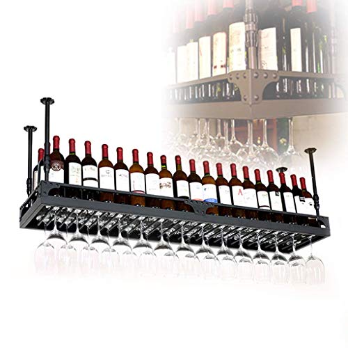 HLL Wine Rack, cucina d'epoca di arte di ferro soffitto Wine Rack Altezza regolabile supporto di vetro di vino per Bar/Ristoranti/Cucine Decoration Shelf,150x35cm,150x35cm