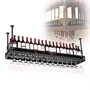 HLL Wine Rack, cucina d'epoca di arte di ferro soffitto Wine Rack Altezza regolabile supporto di vetro di vino per Bar/Ristoranti/Cucine Decoration Shelf,150x35cm,150x35cm
