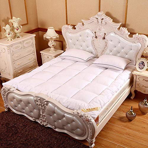 LoveHouse, materasso futon a pavimento spesso, con Qulited, tappetino da campeggio portatile Tatami, materassino pieghevole da 180 x 200 cm, bianco