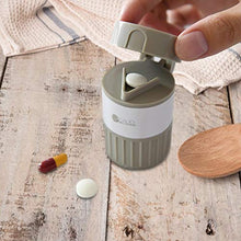 Basisago - Custodia per pillole e taglierina per macinare medicina e medicina con lama in acciaio inox, per piccole pillole, design aggiornato ad alta sicurezza