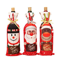 SUPVOX 3 Pezzi di Copertura per Bottiglia di Vino di Natale Santa Elk Pupazzo di Neve Sacchetto di Vino Sacchetto di Bottiglia Sacchetto Regalo Decorazione del Vino Tavolo da Pranzo Festa
