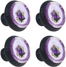 Fiore viola rosa lilla viola adorabile Pomelli per Porta Set di 4 Pomelli per Mobili Manopole per Cassetti Cucina Armadio Vetro