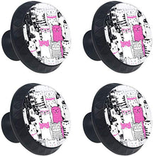 Espressione del modello di gatti bianchi neri rosa Pomelli per Porta Set di 4 Pomelli per Mobili Manopole per Cassetti Cucina Armadio Vetro