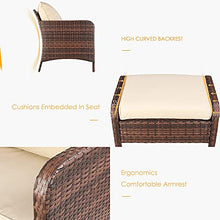 5 Set Di Mobili in Vimini Da Pezzi Patio, Sedia Salotto All'aperto, Posti A Sedere Rattan Sezione, Conversazione Con Chat Ottomano, Tavolino Caffè, Per Portico, Balcone Piscina, Prato, Giardino