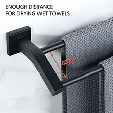 Sayayo Porta Asciugamani Bagno Nero, 60CM Doppio Portasciugamani in Acciaio Inox SUS304, Porta Salviette da Parete per Cucina Bagno, EGK9009-B